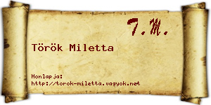 Török Miletta névjegykártya